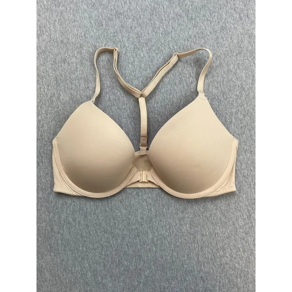 Victorias Secret PINK Bra Womens 32C Beige Stretch Adjustable Strap Push Up‎